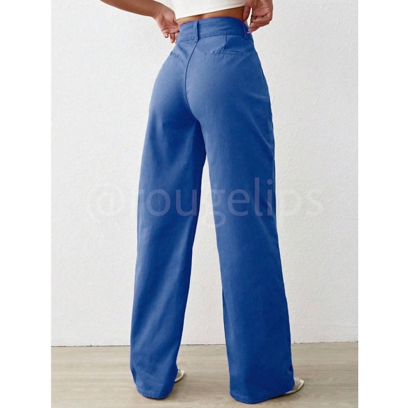 Cotton Blue Wide Leg High Waist Pants Light Denim Non-Stretchy - Picture 3 of 6
